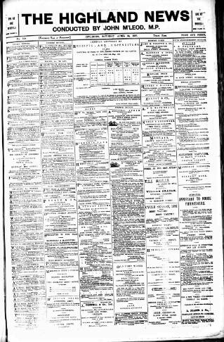 cover page of Highland News published on April 24, 1897
