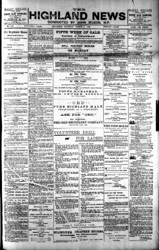cover page of Highland News published on March 5, 1898