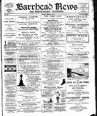 cover page of Barrhead News published on April 25, 1913