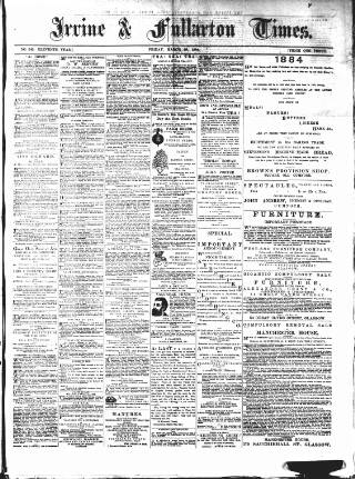 cover page of Irvine Times published on March 28, 1884