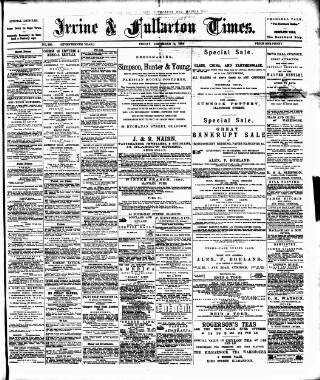 cover page of Irvine Times published on December 5, 1890
