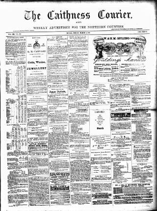 cover page of Caithness Courier published on March 1, 1878
