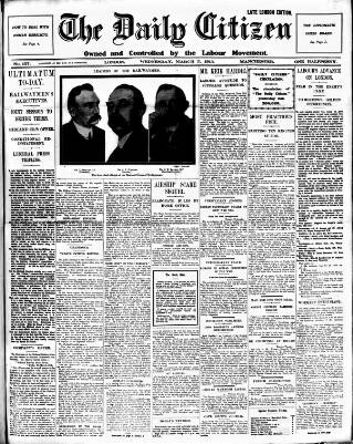 cover page of Daily Citizen (Manchester) published on March 5, 1913