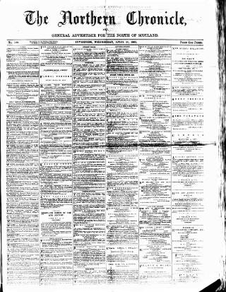 cover page of Northern Chronicle and General Advertiser for the North of Scotland published on April 20, 1892