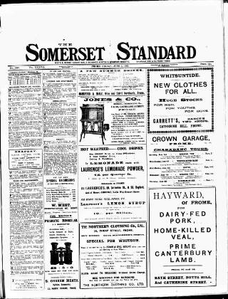 cover page of Somerset Standard published on June 2, 1922