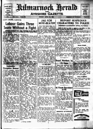 cover page of Kilmarnock Herald and North Ayrshire Gazette published on April 25, 1952