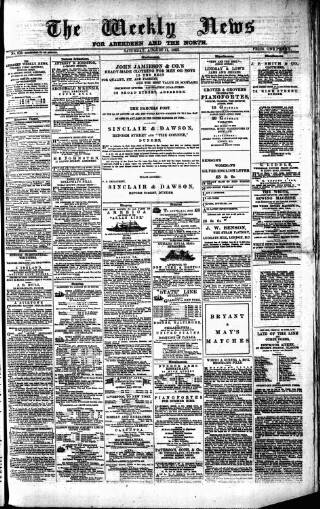 cover page of Aberdeen Weekly News published on August 11, 1883