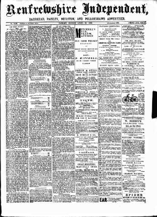 cover page of Renfrewshire Independent published on April 19, 1889