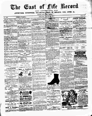 cover page of East of Fife Record published on April 26, 1889