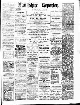 cover page of Banffshire Reporter published on March 5, 1887