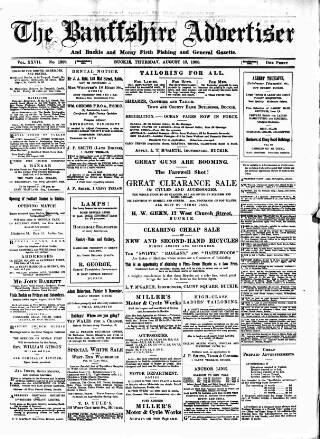 cover page of Banffshire Advertiser published on August 13, 1908