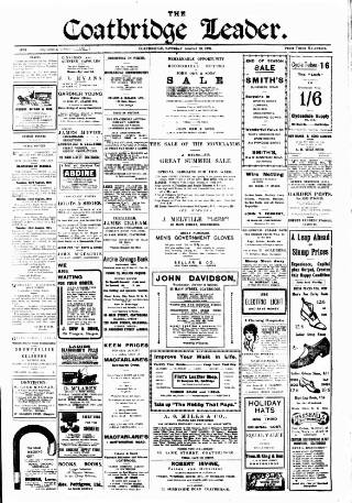 cover page of Coatbridge Leader published on August 13, 1921