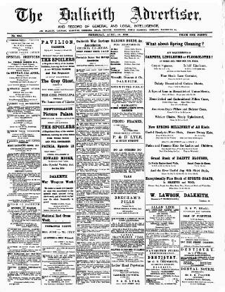 cover page of Dalkeith Advertiser published on April 18, 1918