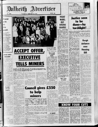 cover page of Dalkeith Advertiser published on February 24, 1972