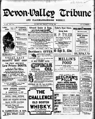 cover page of Devon Valley Tribune published on April 26, 1904