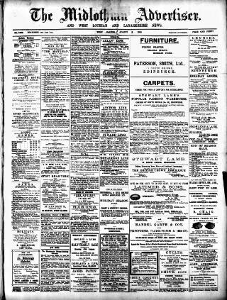 cover page of Midlothian Advertiser published on August 8, 1908