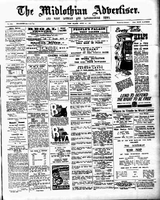 cover page of Midlothian Advertiser published on April 26, 1940