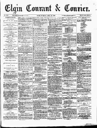 cover page of Elgin Courant, and Morayshire Advertiser published on April 23, 1889