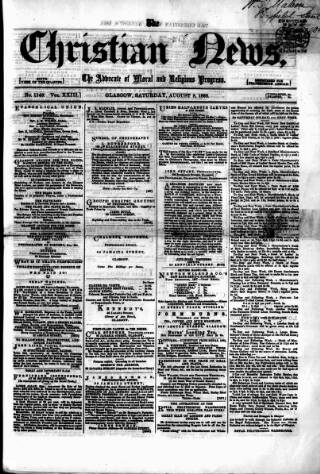 cover page of Christian News published on August 8, 1868