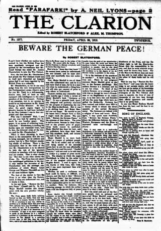 cover page of Clarion published on April 26, 1918