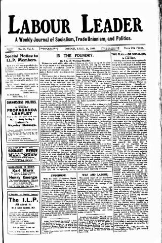 cover page of Labour Leader published on April 16, 1909