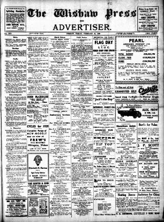 cover page of Wishaw Press published on February 24, 1939
