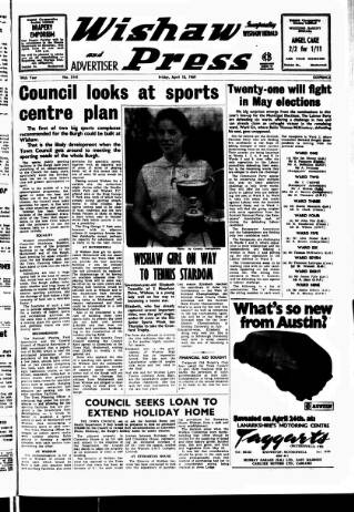 cover page of Wishaw Press published on April 18, 1969