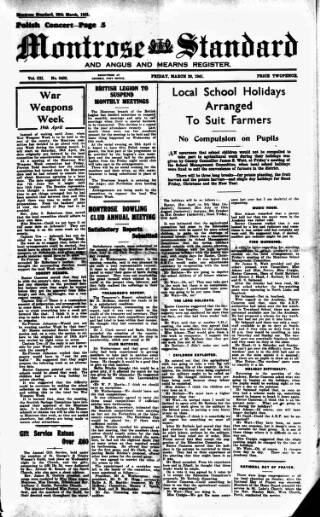 cover page of Montrose Standard published on March 28, 1941