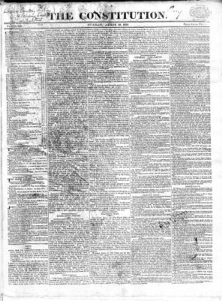 cover page of Constitution (London) published on April 25, 1819