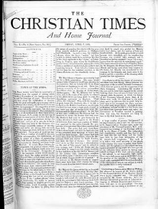 cover page of Christian Times published on April 7, 1871