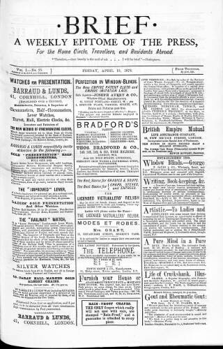 cover page of Brief published on April 19, 1878