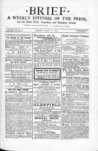 cover page of Brief published on March 28, 1879