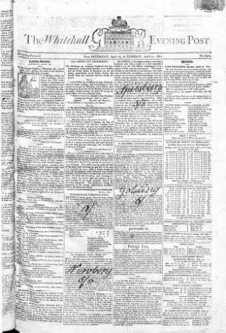 cover page of Whitehall Evening Post published on April 21, 1801