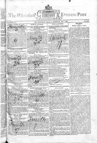 cover page of Whitehall Evening Post published on May 2, 1801