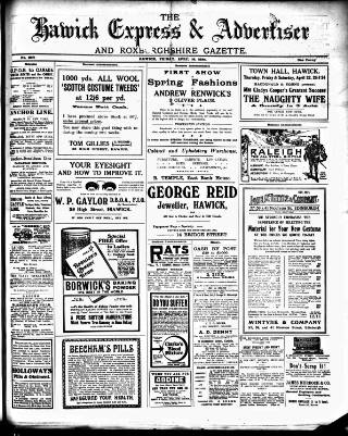 cover page of Hawick Express published on April 16, 1920