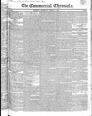 cover page of Commercial Chronicle (London) published on April 18, 1822