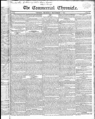 cover page of Commercial Chronicle (London) published on December 5, 1822