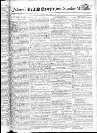 cover page of Johnson's Sunday Monitor published on June 2, 1805