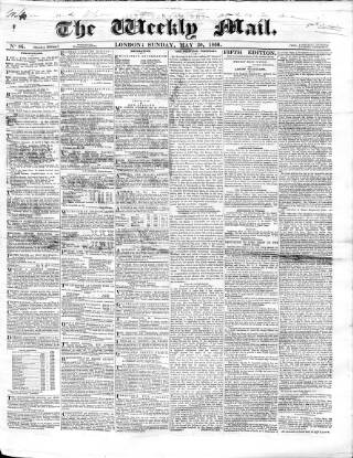 cover page of Weekly Mail (London) published on May 20, 1860
