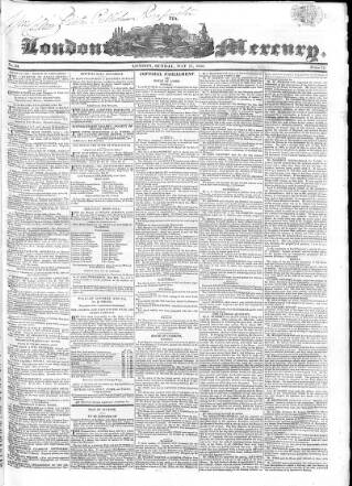 cover page of London Mercury 1828 published on May 11, 1828