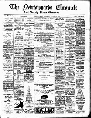 cover page of Newtownards Chronicle & Co. Down Observer published on March 29, 1884