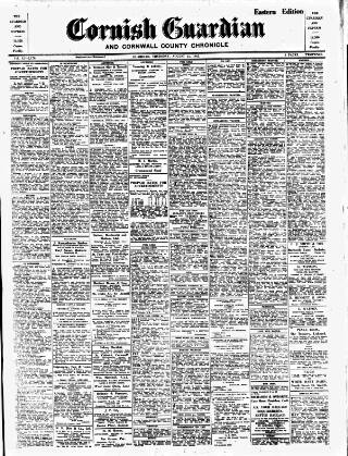 cover page of Cornish Guardian published on August 13, 1942