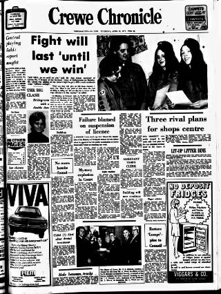 cover page of Crewe Chronicle published on April 20, 1972
