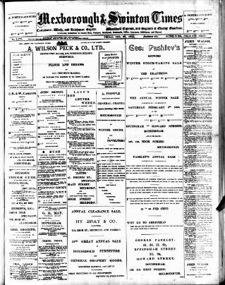 cover page of South Yorkshire Times and Mexborough & Swinton Times published on February 23, 1900