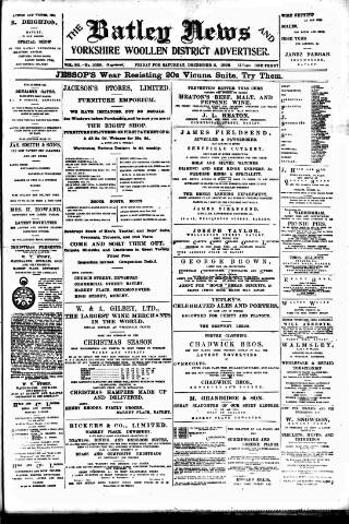 cover page of Batley News published on December 2, 1899