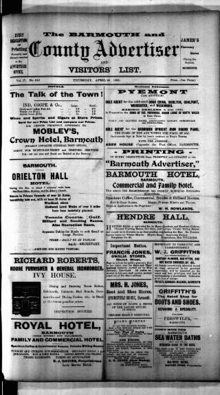 cover page of Barmouth & County Advertiser published on April 26, 1906