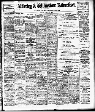 cover page of Alderley & Wilmslow Advertiser published on March 28, 1902
