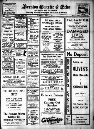 cover page of Beeston Gazette and Echo published on June 2, 1934