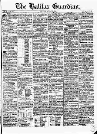 cover page of Halifax Guardian published on August 12, 1848