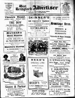 cover page of West Bridgford Advertiser published on April 27, 1918